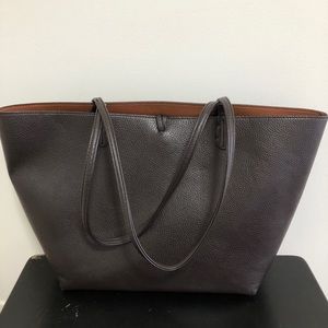 Large, dark brown tote.
